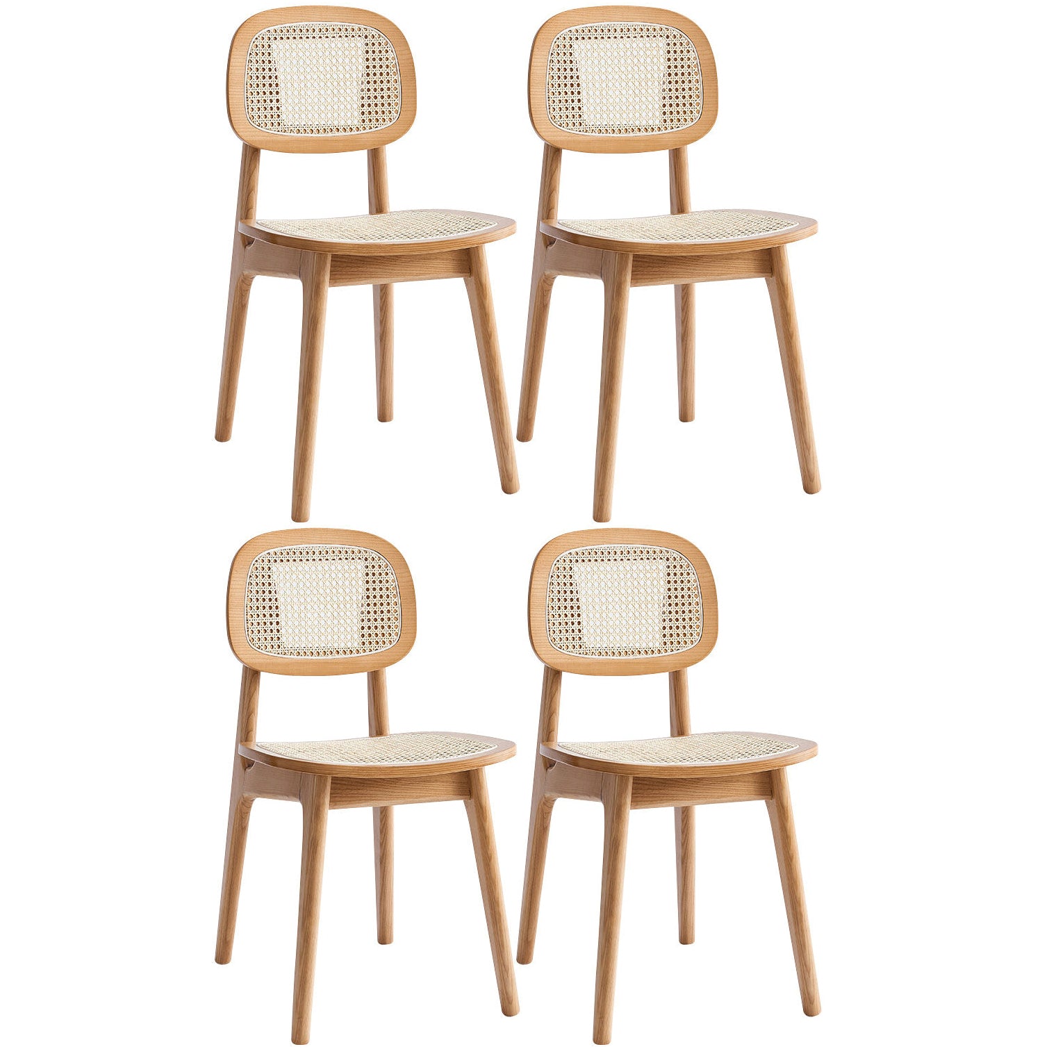 Armless Dining Chairs Modern Rubber Wood Side Chairs for Kitchen