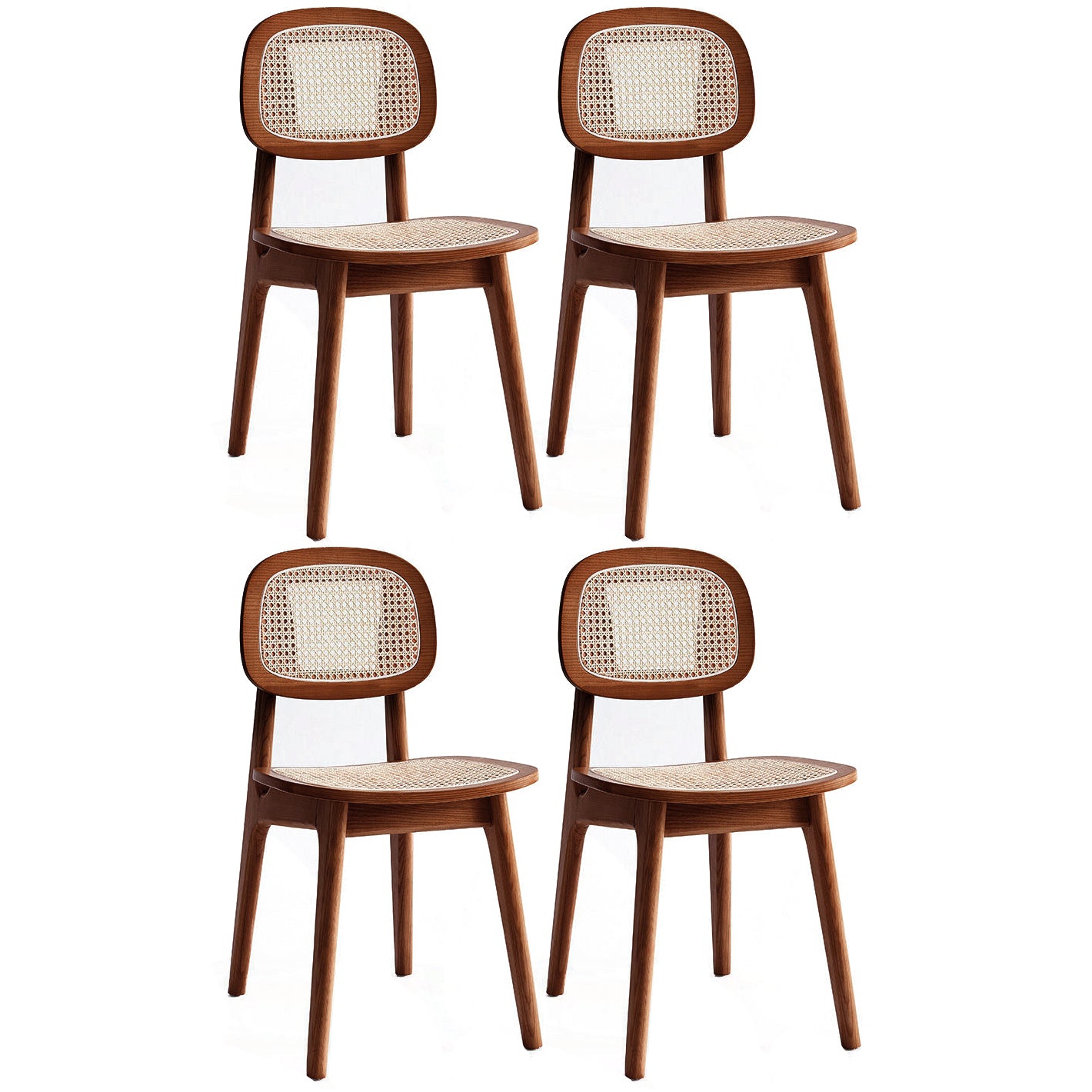 Armless Dining Chairs Modern Rubber Wood Side Chairs for Kitchen