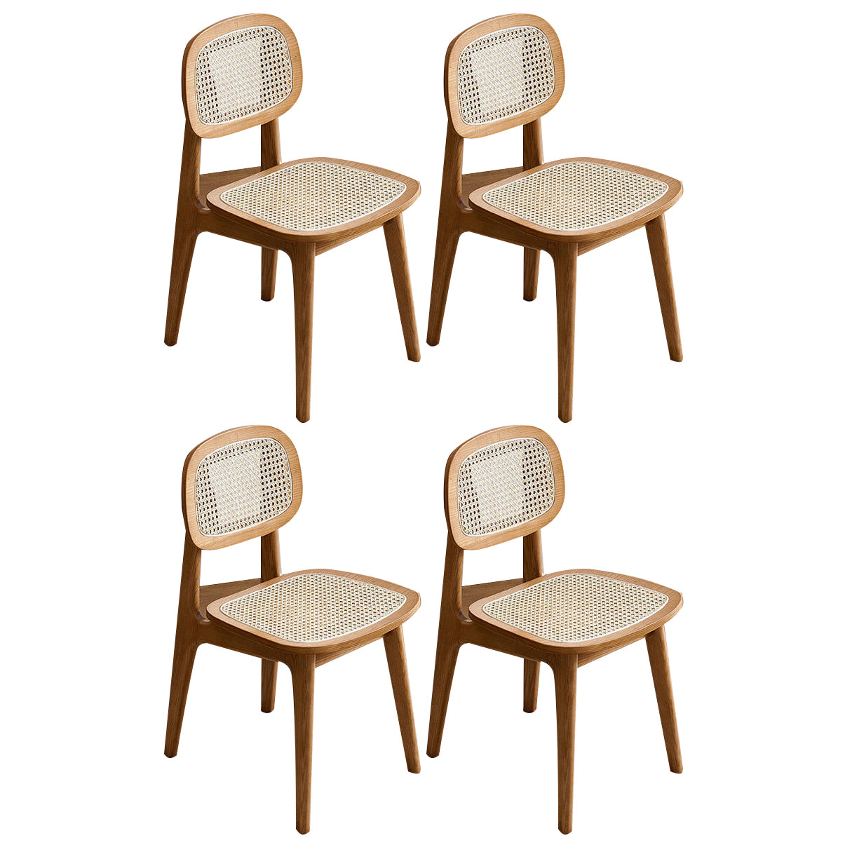 Armless Dining Chairs Modern Rubber Wood Side Chairs for Kitchen