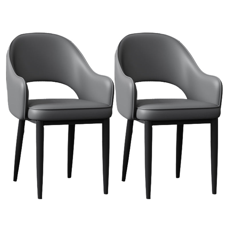 Glam Style Arm Chair Leather Open Back Dining Chair (Set of 2)