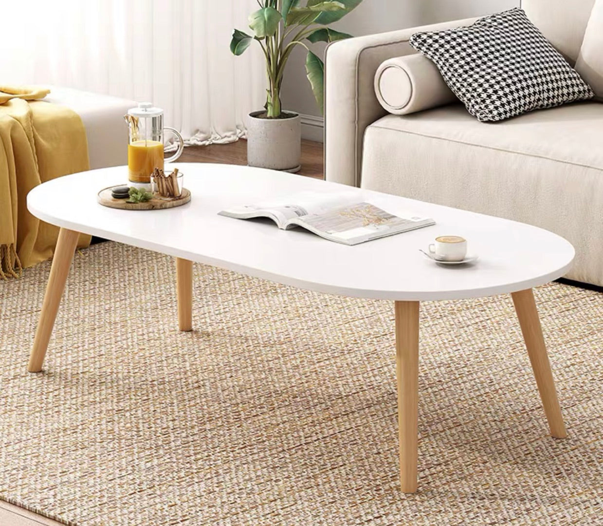 Rectangular Coffee Table with Modern Style Wood in White/wood Color