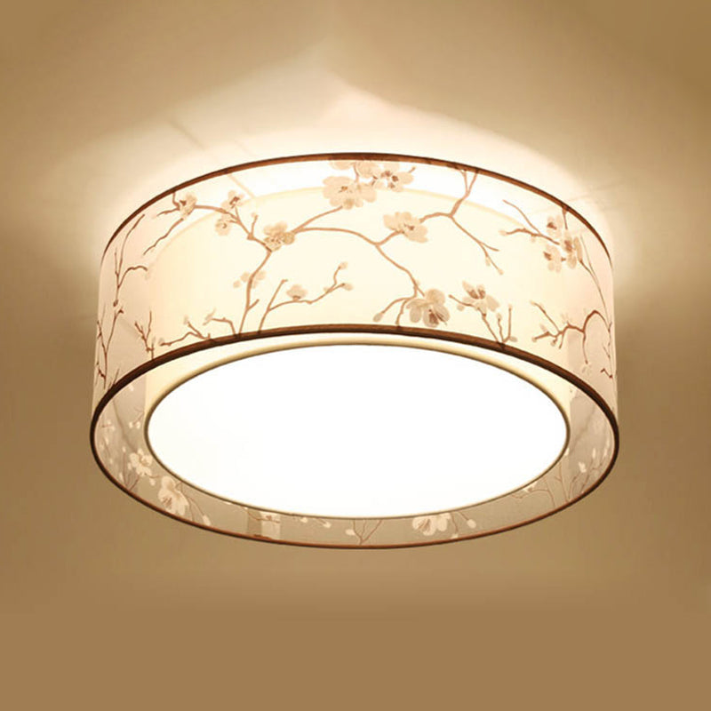 Traditional Fabric Flush Mount 5-Light Plum Blossom Ceiling Light Fixture