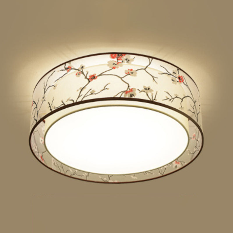 Traditional Fabric Flush Mount 5-Light Plum Blossom Ceiling Light Fixture