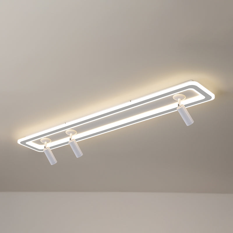 Metal Square Shade Flush Ceiling Light Modern Multi Lights Flush Mount Fixture in White