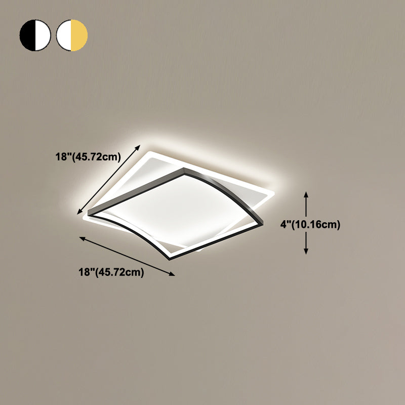 Metal Square Shape Flush Ceiling Light Modern Style 2 Lights Flush Mount Lighting