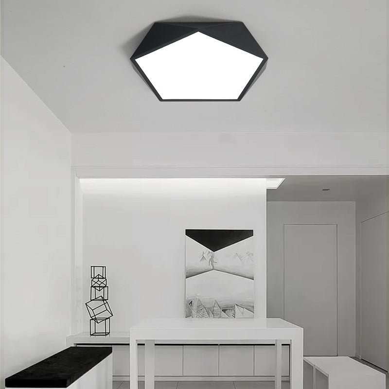 1 Light Geometry Ceiling Light Modern Macaron Style Metal Ceiling Lighting for Bedroom