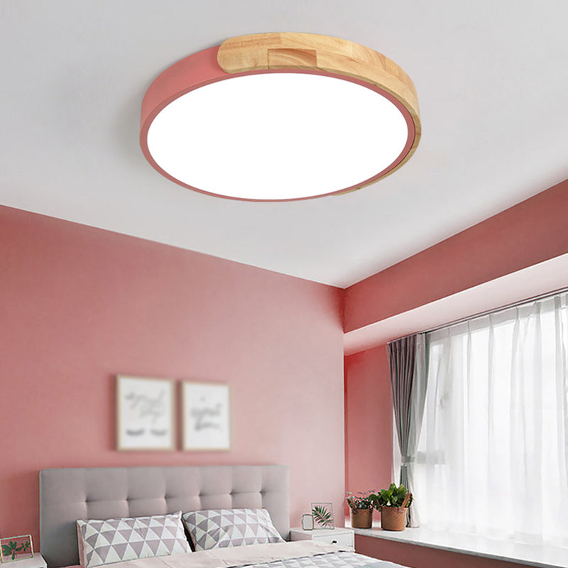 Metal Round Flush Ceiling Light Nordic Macaron  Style 1 Light Flush Mount Lighting