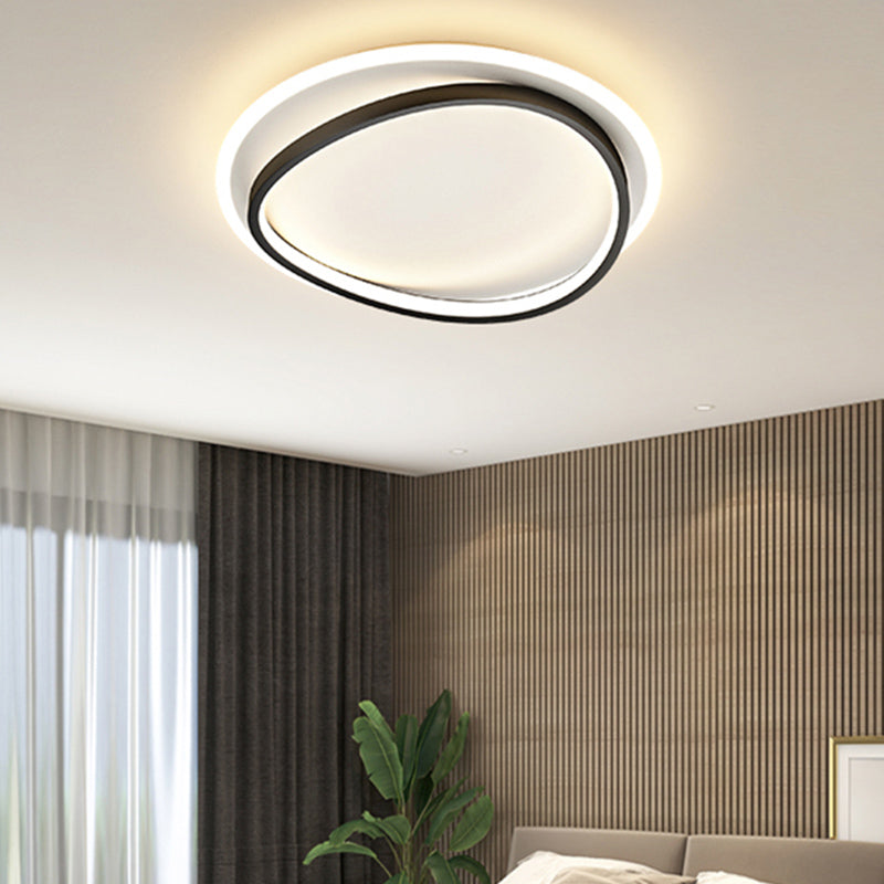 Metal Round Shape Flush Ceiling Light Modern 2 Lights Flush Mount Lighting