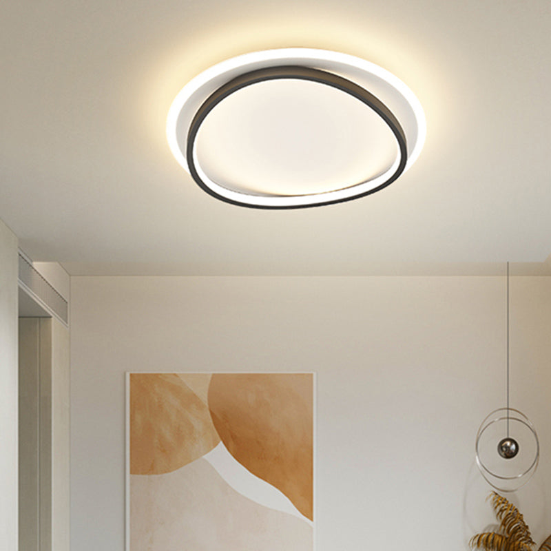 Metal Round Shape Flush Ceiling Light Modern 2 Lights Flush Mount Lighting