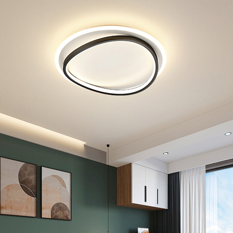 Metal Round Shape Flush Ceiling Light Modern 2 Lights Flush Mount Lighting