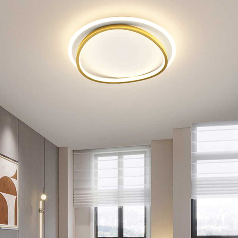 Metal Round Shape Flush Ceiling Light Modern 2 Lights Flush Mount Lighting