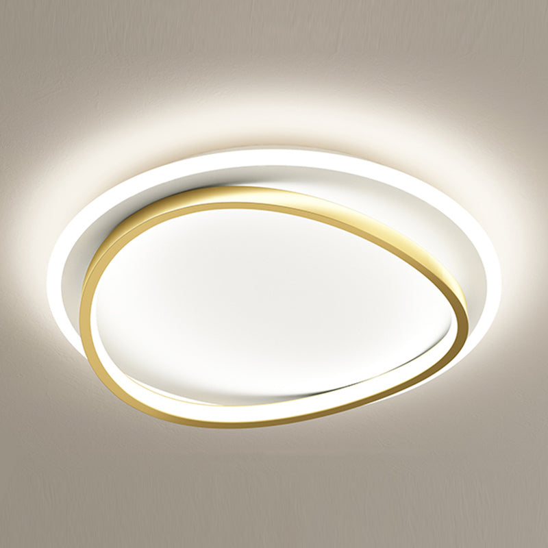 Metal Round Shape Flush Ceiling Light Modern 2 Lights Flush Mount Lighting