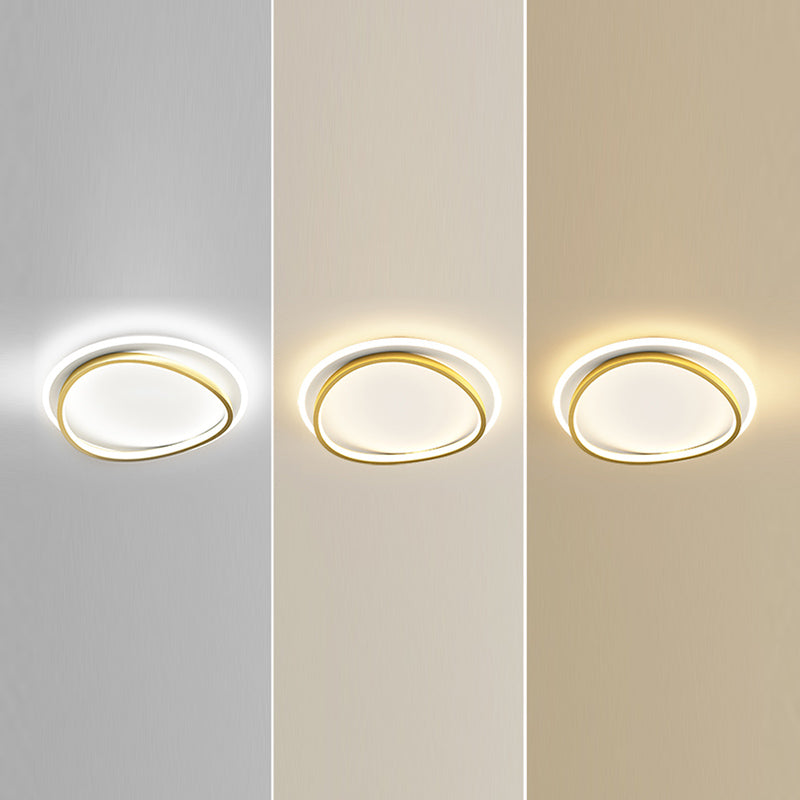 Metal Round Shape Flush Ceiling Light Modern 2 Lights Flush Mount Lighting