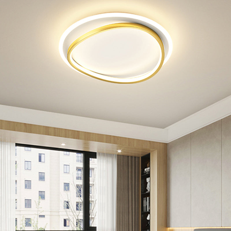 Metal Round Shape Flush Ceiling Light Modern 2 Lights Flush Mount Lighting