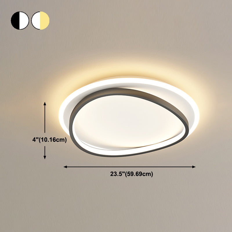 Metal Round Shape Flush Ceiling Light Modern 2 Lights Flush Mount Lighting