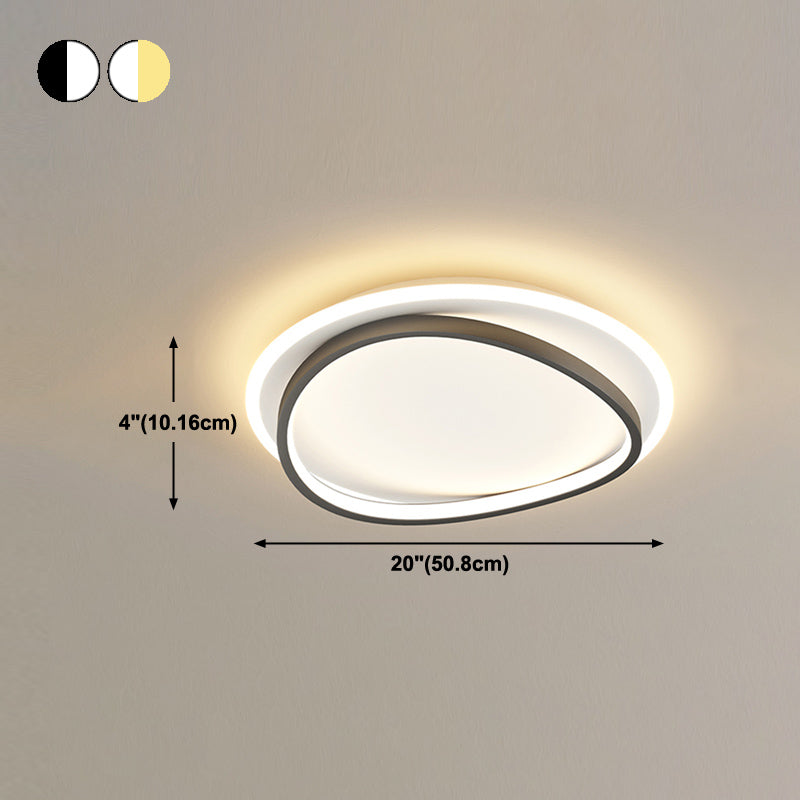 Metal Round Shape Flush Ceiling Light Modern 2 Lights Flush Mount Lighting