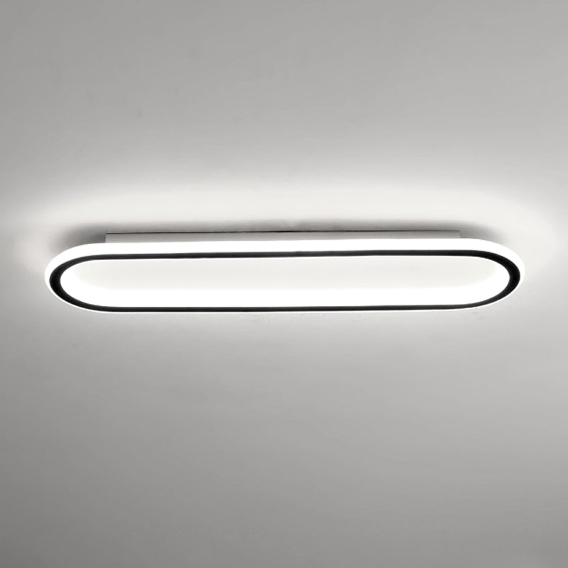 Metal Oval Shape Flush Ceiling Light Modern Style 1 Light Flush Mount Lighting in Black