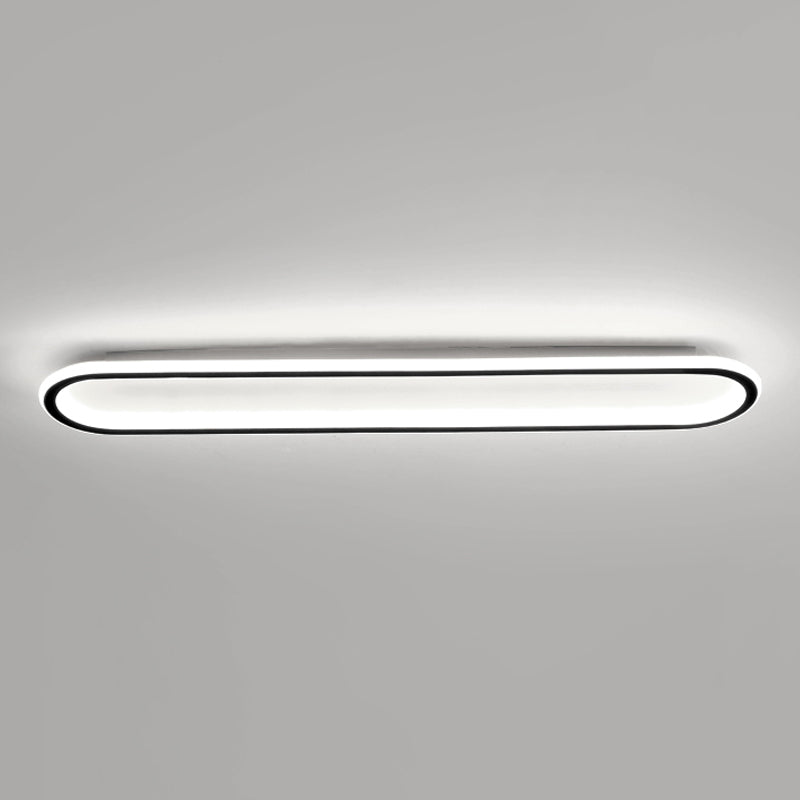 Metal Oval Shape Flush Ceiling Light Modern Style 1 Light Flush Mount Lighting in Black