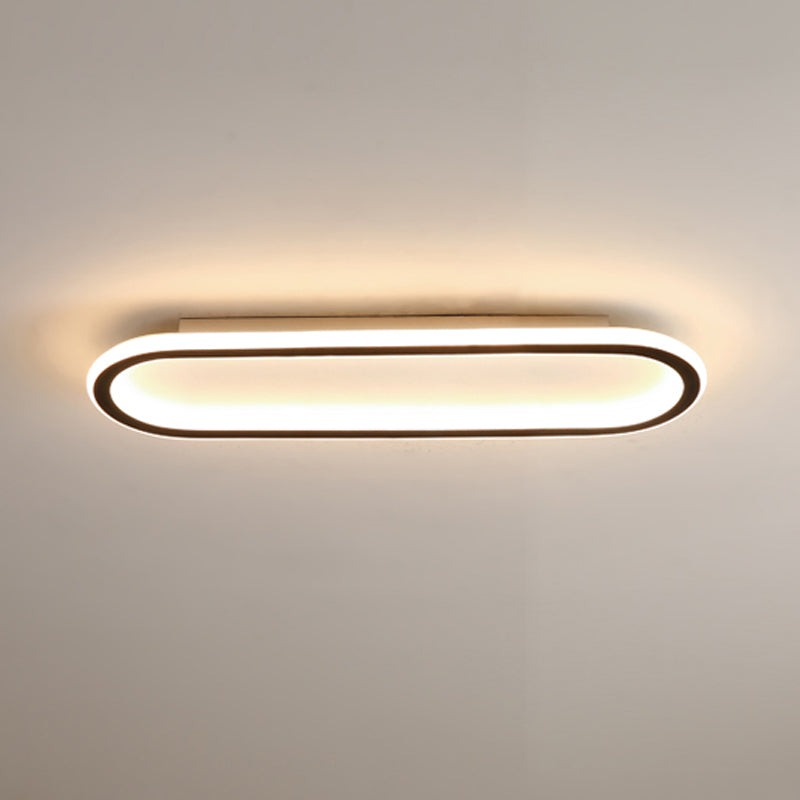 Metal Oval Shape Flush Ceiling Light Modern Style 1 Light Flush Mount Lighting in Black