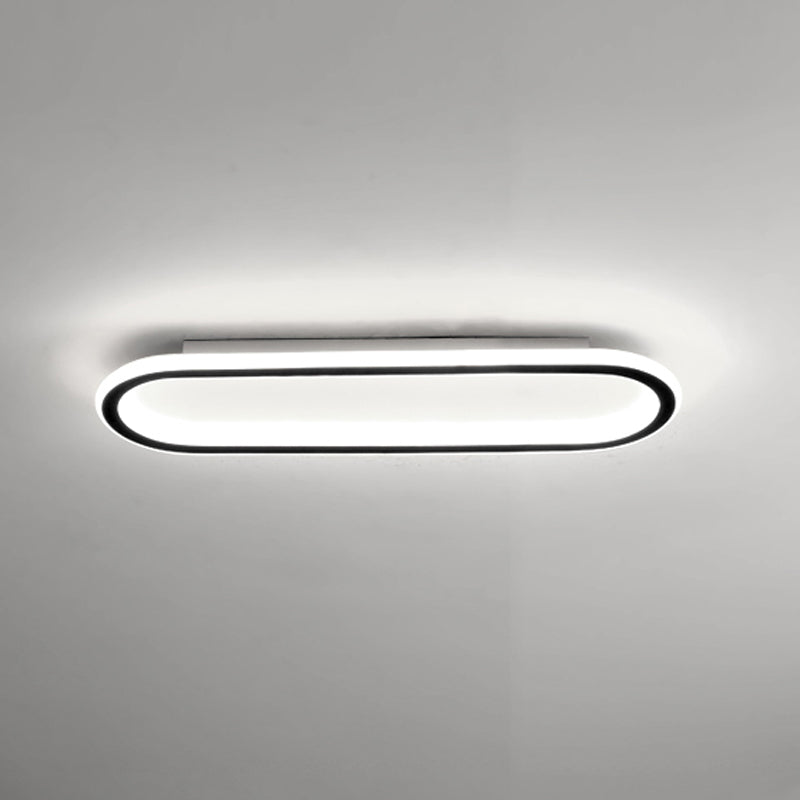 Metal Oval Shape Flush Ceiling Light Modern Style 1 Light Flush Mount Lighting in Black