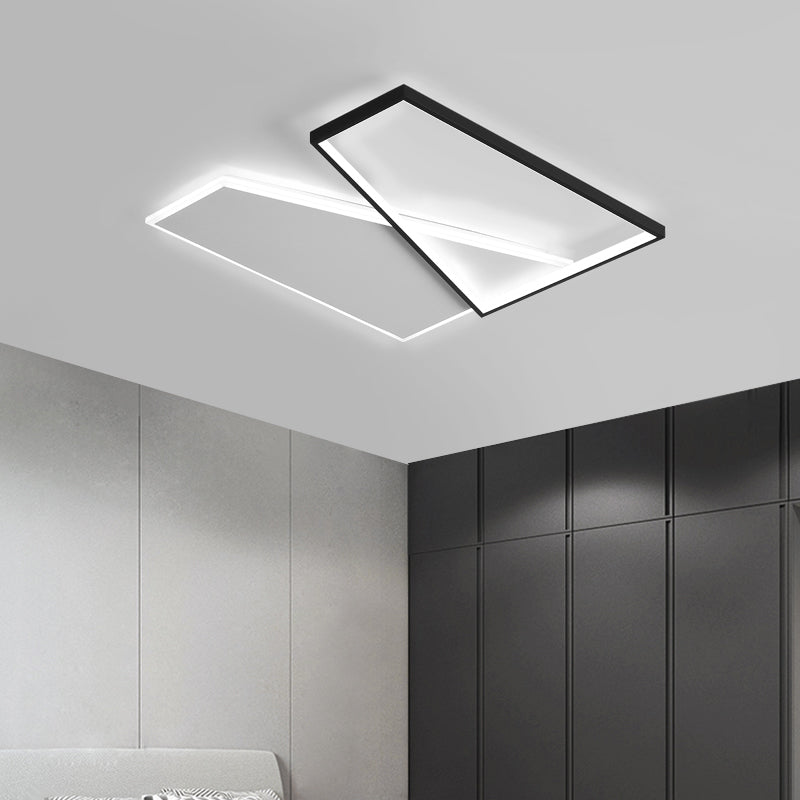 Tombre geométrico de metal Flush Luz de techo moderno 2 luces de montaje Flush en negro