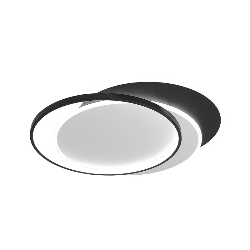 Metal Round Flush Ceiling Light Modern Style 2 Lights Flush Mount Fixture in Black