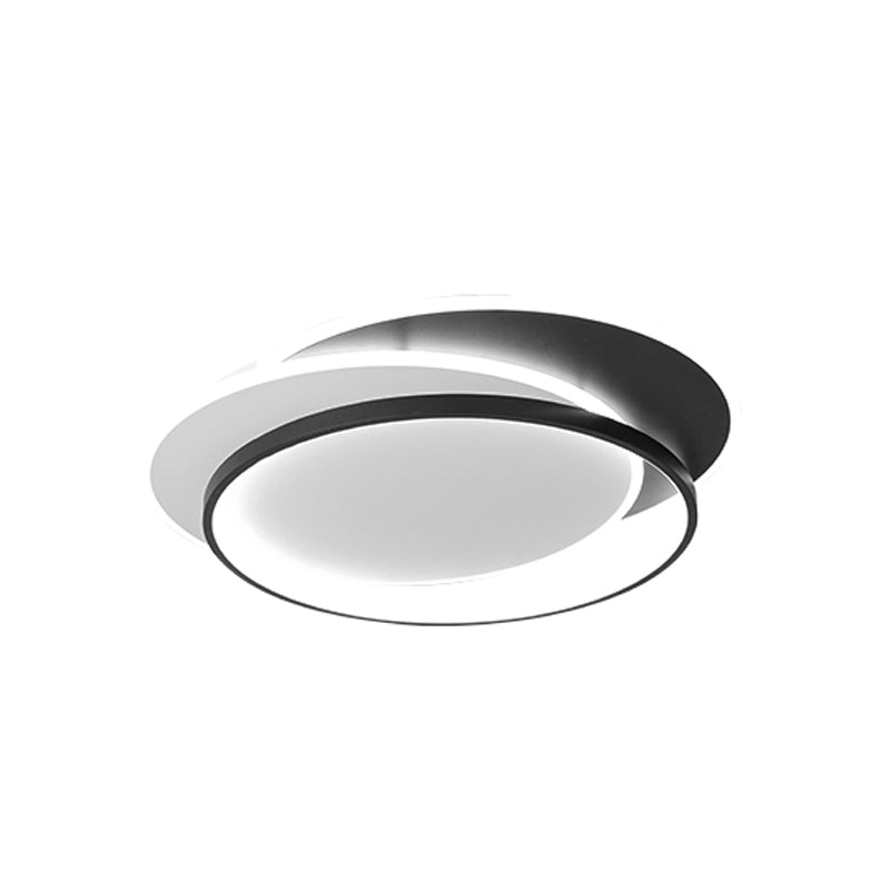 Metal Round Flush Ceiling Light Modern Style 2 Lights Flush Mount Fixture in Black