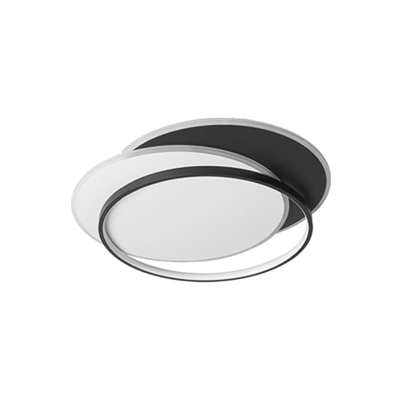 Metal Round Flush Ceiling Light Modern Style 2 Lights Flush Mount Fixture in Black