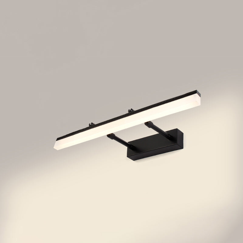 Metal Linear Shape Wall Light Modern 1-Light Mirror Wall Mount Light Fixture in Black