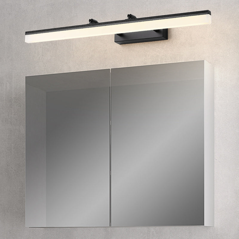 Metal Linear Shape Wall Light Modern 1-Light Mirror Wall Mount Light Fixture in Black