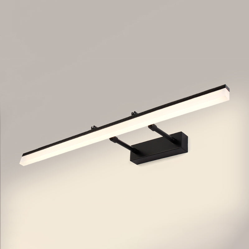 Metal Linear Shape Wall Light Modern 1-Light Mirror Wall Mount Light Fixture in Black