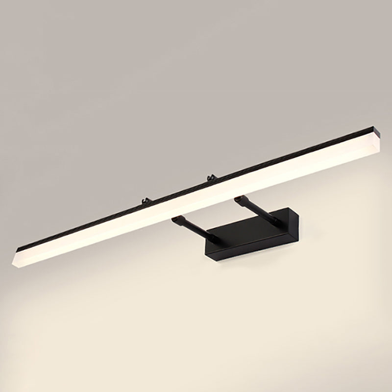 Metal Linear Shape Wall Light Modern 1-Light Mirror Wall Mount Light Fixture in Black