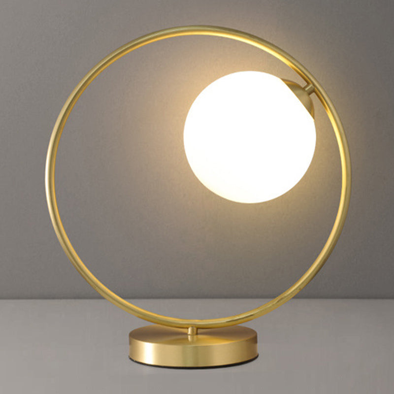 Glass Round Night Table Lamp Minimalist Style Table Light for Bedroom