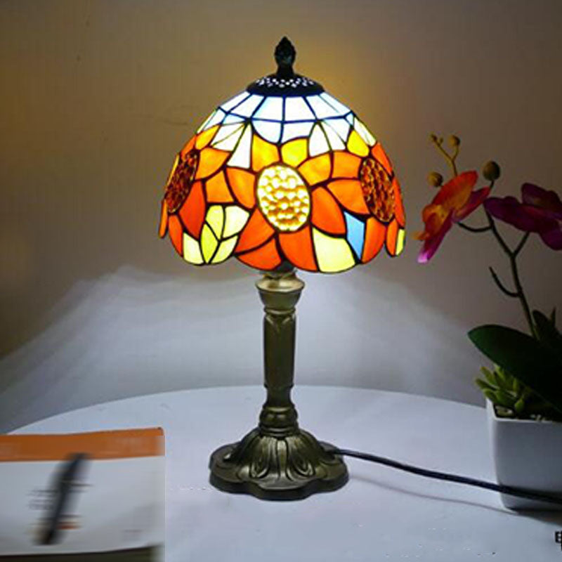 Tiffany Style Table Lamp 1-Light Desk Light with Glass Shade for Living Room