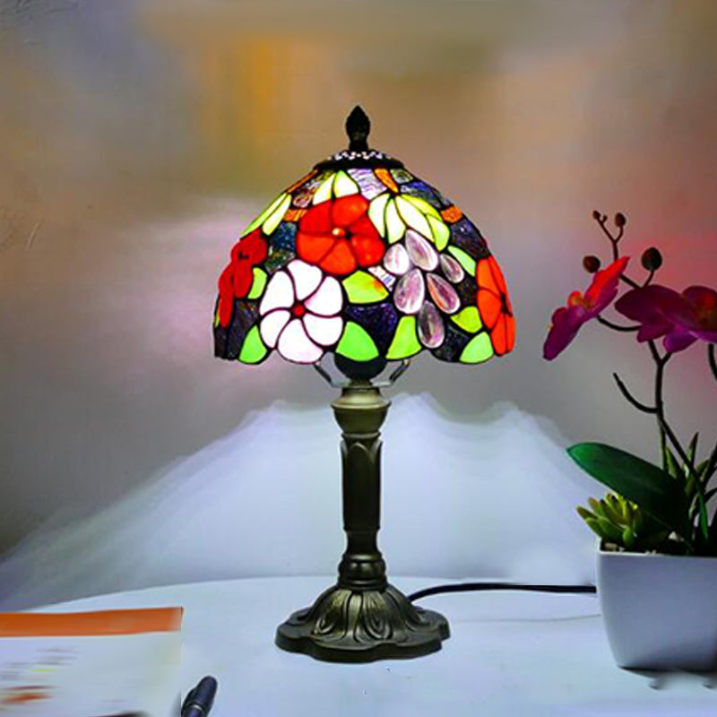 Tiffany Style Table Lamp 1-Light Desk Light with Glass Shade for Living Room