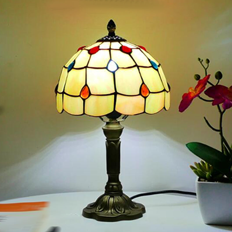 Tiffany Style Table Lamp 1-Light Desk Light with Glass Shade for Living Room