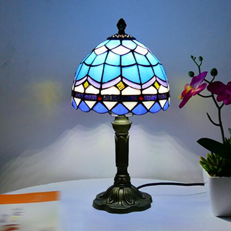 Tiffany Style Table Lamp 1-Light Desk Light with Glass Shade for Living Room