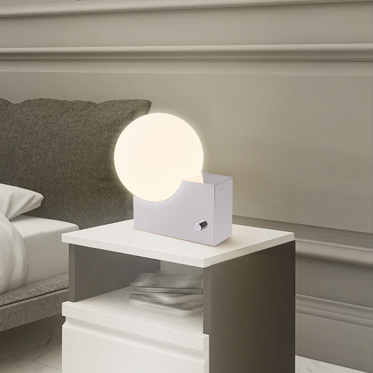 Modern Style Table Lamp 1-Light Desk Light with Glass Shade for Living Room