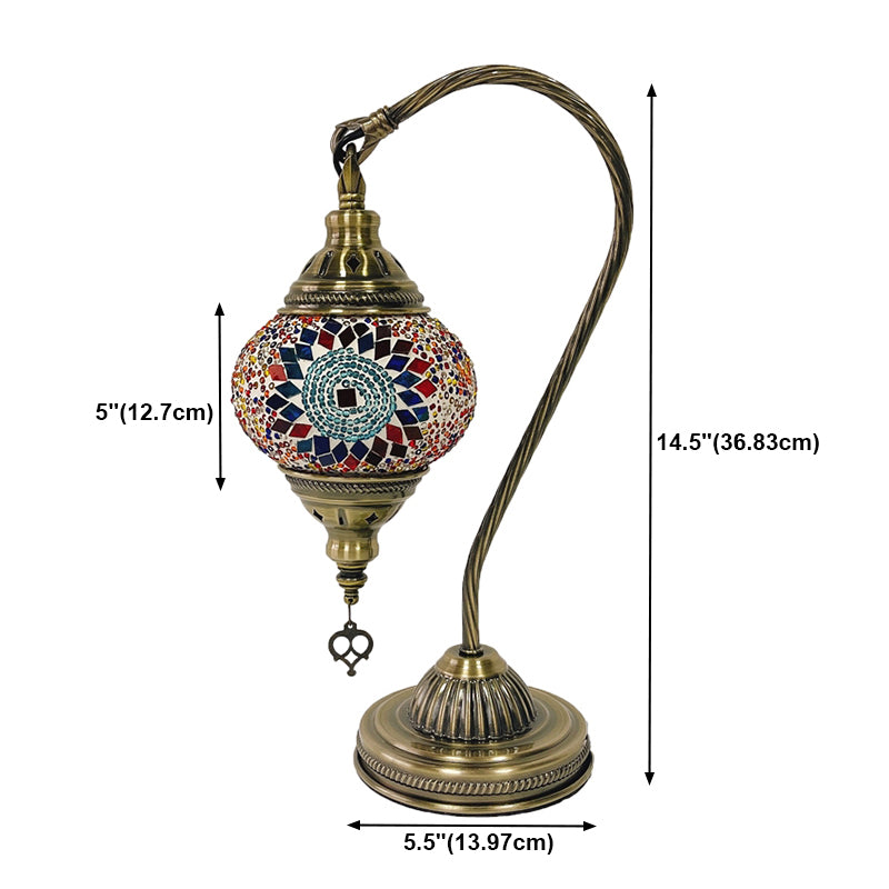 Turkish Style Glass Table Lamp Vintage Moroccan Desk Lamp Fixture for Bedside