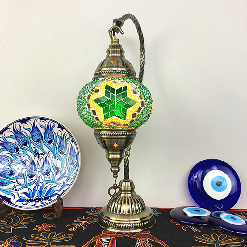 Turkish Style Glass Table Lamp Vintage Moroccan Desk Lamp Fixture for Bedside