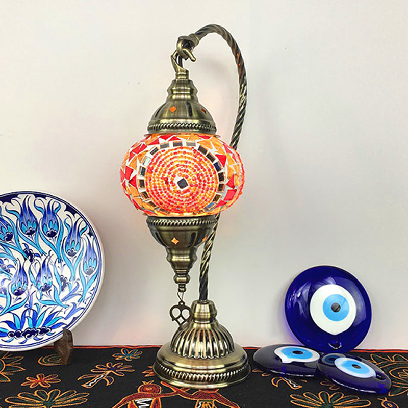 Turkish Style Glass Table Lamp Vintage Moroccan Desk Lamp Fixture for Bedside