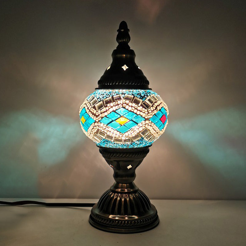 Vintage Moroccan Desk Lamp Turkish Style Glass Table Lamp Fixture for Bedroom