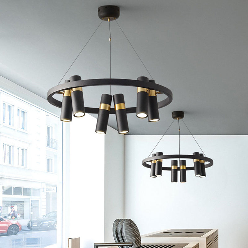 Modern Cylinder Chandelier Black Multi Light Chandelier Pendant for Dining Room