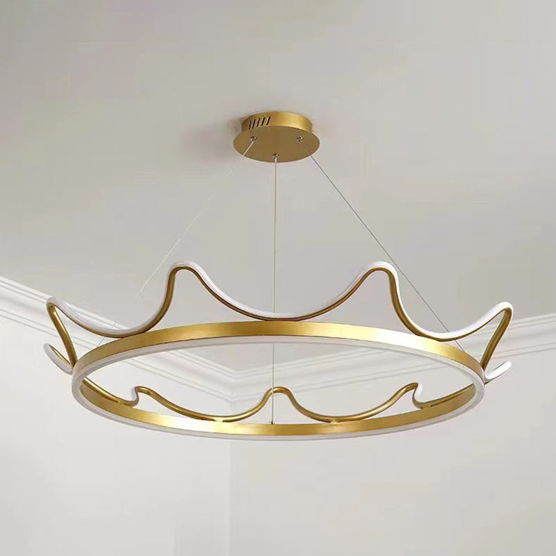 Modern Crown Chandelier Lights Metal 2 Light Chandelier Light Fixture in Gold