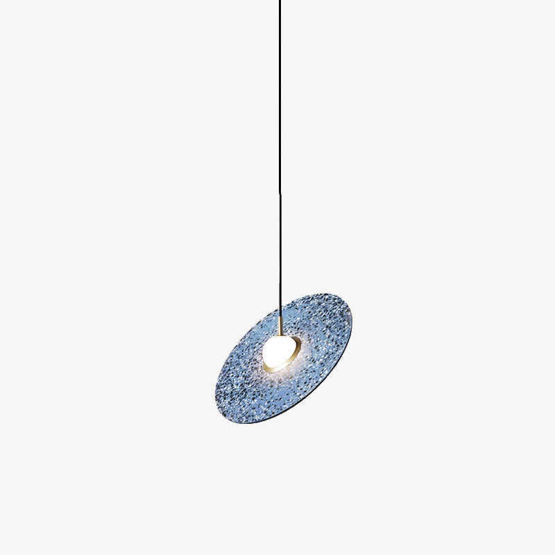 Modern Circle Pendant Light Fixture 1-Light Terrazzo Bar Hanging Ceiling Light