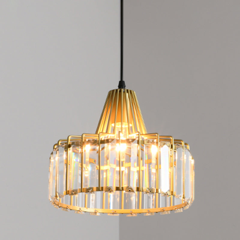 Postmodern Style Crystal Pendant Light Geometric Hanging Pendant for Bedroom