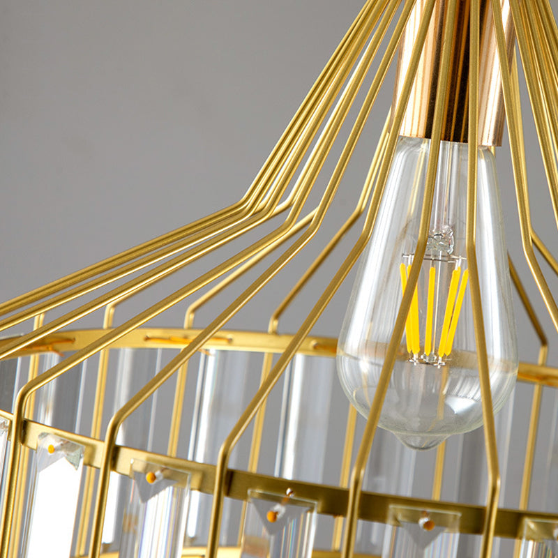 Postmodern Style Crystal Pendant Light Geometric Hanging Pendant for Bedroom