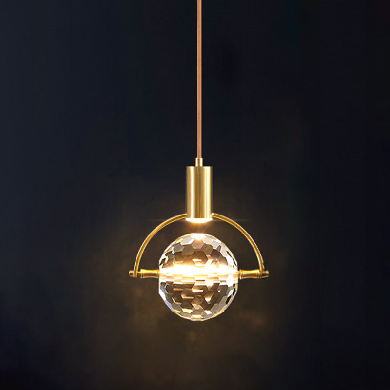 Postmodern Crystal Pendant Light Geometric Gold Hanging Pendant for Bedroom