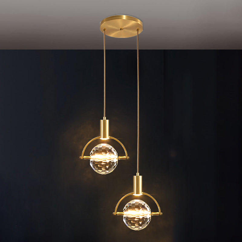 Postmodern Crystal Pendant Light Geometric Gold Hanging Pendant for Bedroom