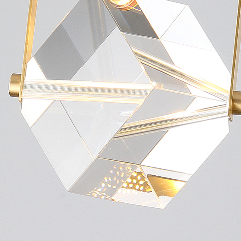 Postmodern Crystal Pendant Light Geometric Gold Hanging Pendant for Bedroom